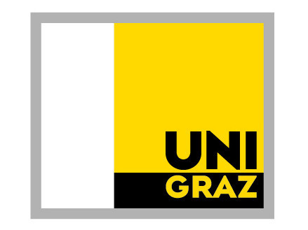 Auf gelbem Hintergrund steht in schwarzer Schrift "UNI", auf schwarzem Hintergrund steht in gelber Schrift "Graz".