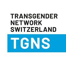 Transgender Network Switzerland_Logo Das Logo zeigt die Buchstabend "TGNS" auf blauem Hintergrund.