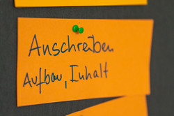 Pinnwand,Zettel: Anschreiben, Aufbau, Inhalt