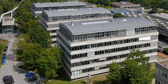 Luftaufnahme der Geschossbauten am Campus Süd