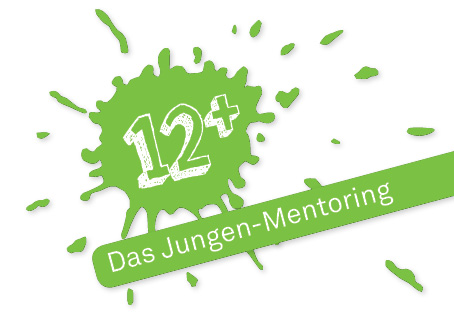 Logo 12+ Fleck mit Slogan Das Logo, klecksförmig, des Projektes 12+
